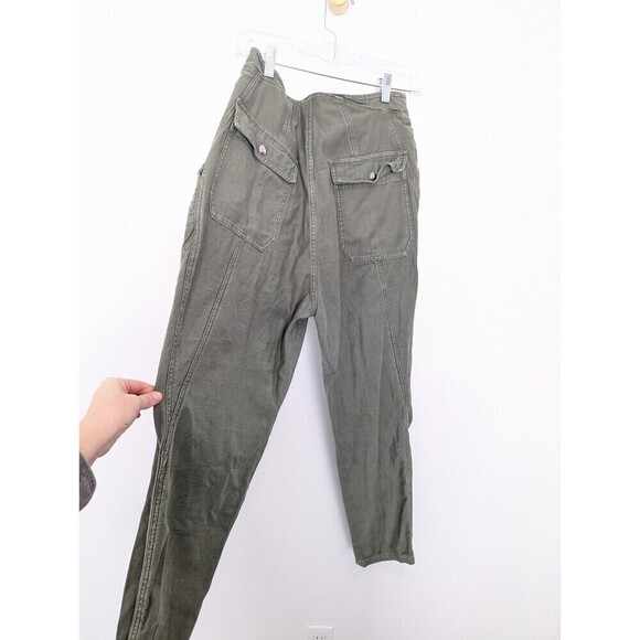 Frame Green Pants Womens Size 30 High Rise Cropped Trousers - Picture 8 of 14
